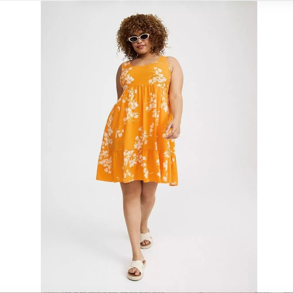 Women's Plus 2 NWT Torrid Tiered Tank Mini Dress Tropical Floral Iceland Poppy - Picture 2 of 9